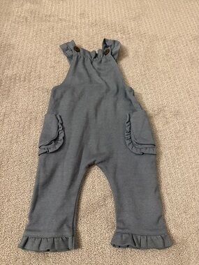 Baby Ruffle Pocket Overalls in Slate Blue